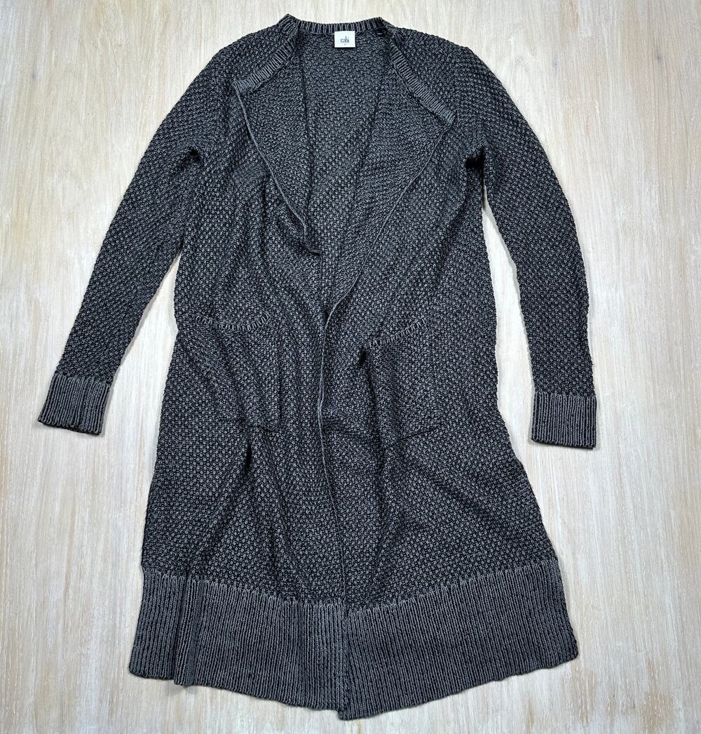 Cabi Gray Lara Longline Knit Duster Cardigan Sweater Small Cozy Style #3166